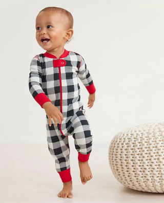 Kids Holiday Print Baby Zip Sleeper in Buffalo Plaid