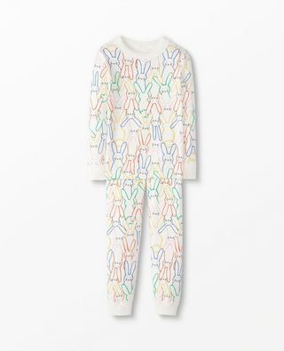 Kids Easter Long John Pajama Set in Bunch of Bunnies