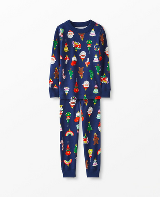 Kids Long John Pajama Set in Heirloom Ornaments (SLIGHTLY DEFECT)