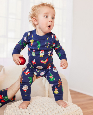 Kids Long John Pajama Set in Heirloom Ornaments (SLIGHTLY DEFECT)