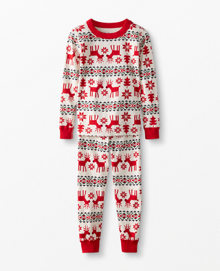 Kids Long John Pajama Set in Dear Deer