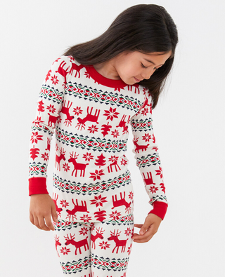 Kids Long John Pajama Set in Dear Deer