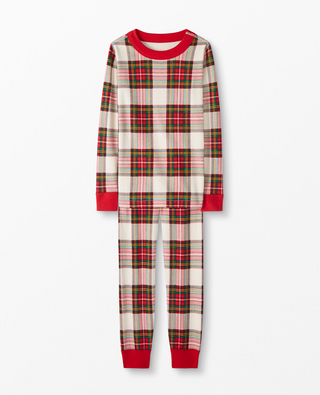 Kids Long John Pyjama Set in Family Holiday Plaid