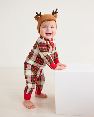 Holiday Print Baby Zip Sleeper in Family Holiday Plaid