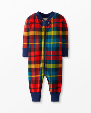 Kids Holiday Print Baby Zip Sleeper in Rainbow Plaid