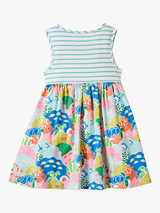 Mini Boden Girl's Hotchpotch Tiered Coral Reef Print Jersey Dress in Multi