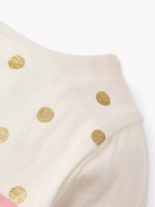 Mini Boden Girl's Long Sleeve Everyday Breton Top in Ivory/Lilac Gold Spot