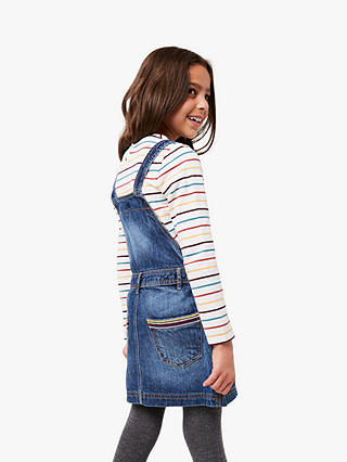 Fat Face Girl's Denim Dungaree Dress in Blue