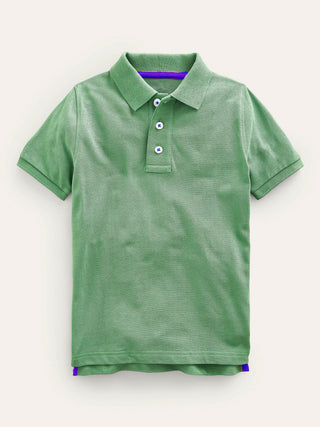 Mini Boden Boy's Pique Polo Shirt in Green