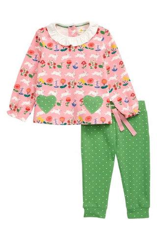 Baby Boden Bunny Print Jersey Top & Pants Set in Boto Pink