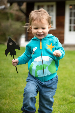 Frugi Boy's Helford Hoody in Camper Blue/Space