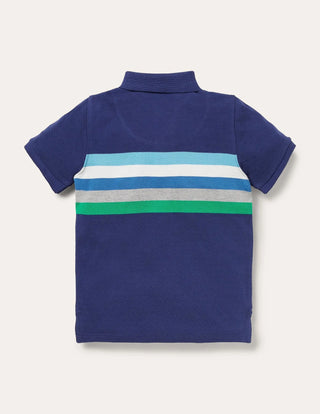 Mini Boden Boy's Pique Polo Shirt in Starboard Blue/Multi