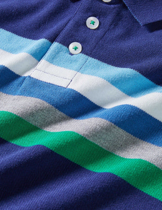 Mini Boden Boy's Pique Polo Shirt in Starboard Blue/Multi