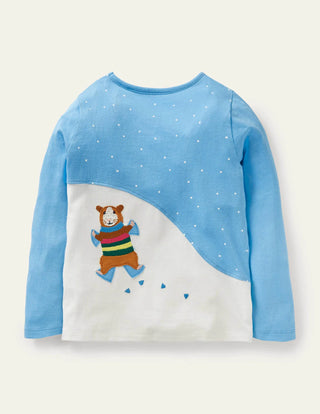 Mini Boden Girl's Front & Back T-shirt in Surfboard Blue Guinea Pigs