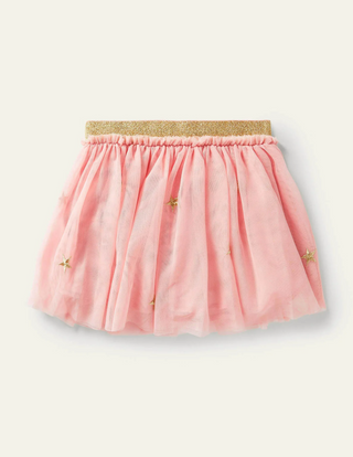 Mini Boden Girl's Applique Tulle Skirt in Boto Pink Holly