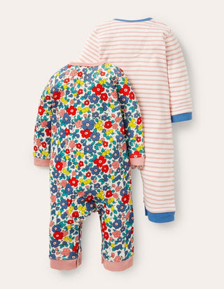 Baby Boden Twin Pack Rompers in Multi Sky Apple Blossom