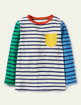 Mini Boden Boy's Breton Top in Multi Collage