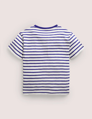 Mini Boden Boy's Drop Shoulder T-Shirt in Ivory/Blue