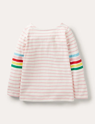 Mini Boden Girl's Everyday Breton Top in Pink Rainbow