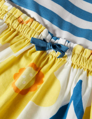 Mini Boden Girl's Short-sleeve Hotchpotch Dress in Sweetcorn Yellow Daffodil