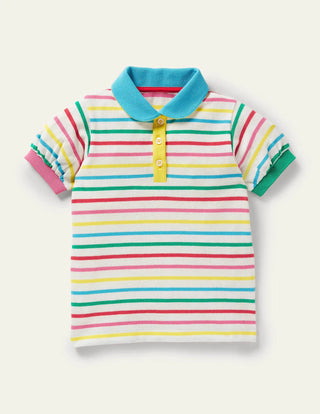 Mini Boden Boy's Stripy Polo Shirt in Multi Stripe