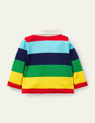 Baby Boden Applique Rugby T-shirt in Multi Rainbow
