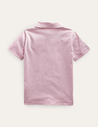 Mini Boden Boy's Slub Jersey Polo Shirt in Pink