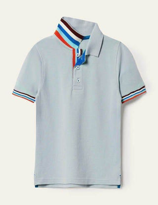 Mini Boden Boy's Pique Polo Shirt in College Light Blue