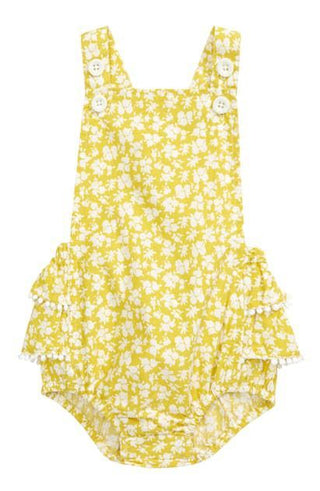 Baby Boden Frilly Floral Romper in Daffodil Yellow