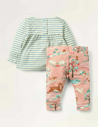 Baby Boden Jersey Bunny Applique Playset in Pink/ Blue Woodlands