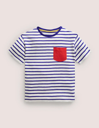 Mini Boden Boy's Drop Shoulder T-Shirt in Ivory/Blue