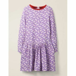 Mini Boden Girls' Printed Jersey Dress in Purple/ Sausage Dog