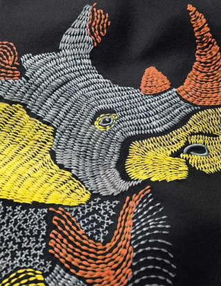 Mini Boden Boy's Superstitch Animal T-Shirt in Charcoal Rhino