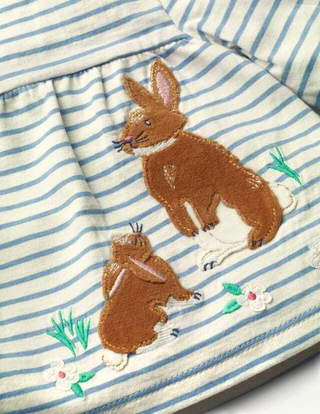 Baby Boden Jersey Bunny Applique Playset in Pink/ Blue Woodlands