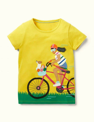 Mini Boden Girl's Action Applique T-shirt in Sweetcorn Yellow