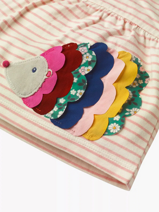Baby Boden Hedgehog Applique Long Sleeved Top in Pink/Green
