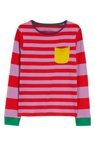 Mini Boden Girl's Hotchpotch Stripe T-Shirt In Purple/Red