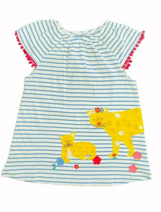 Baby Boden Striped Applique Jersey Leggings Set in Blue/Pink Jungle