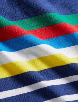 Mini Boden Boy's Rainbow Breton T-shirt in Starboard Blue Multi