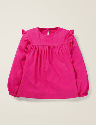 Mini Boden Girl's Floaty Printed Ruffle Top in Pink Yarrow