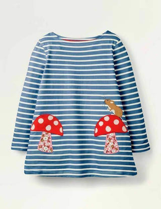 Mini Boden Girl's Applique Pocket Tunic in Sparkle Hat College Navy