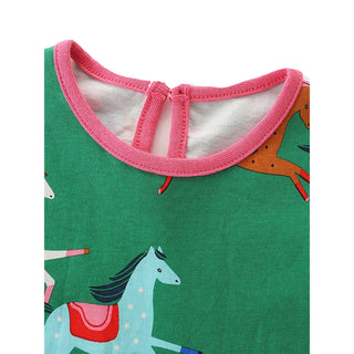 Mini Boden Girl's Printed Jersey Pocket Tunic in Highland Green (Slightly Defect)