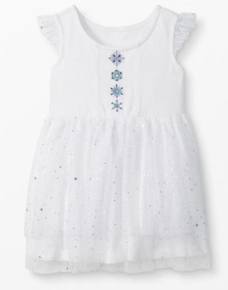 Hanna Andersson Girl's Short Sleeve Disney Frozen 2 Elsa Tulle Dress in Ivory
