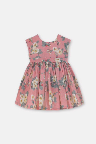 Cath Kidston Charlotte V-Back Dress in Dusty Pink