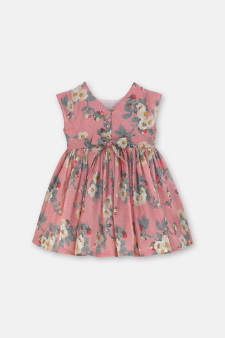 Cath Kidston Charlotte V-Back Dress in Dusty Pink