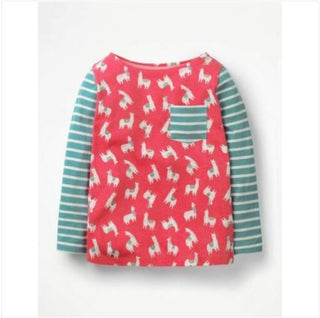Mini Boden Girl's Hotchpotch Lalma Pocket Top in Pink Berry