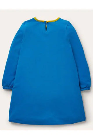 Mini Boden Girl's Big Flower Appliue Dress in Blue