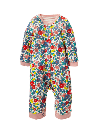 Baby Boden Floral Hotchpotch Romper in Pink Multi