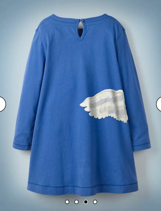 Mini Boden Girl's Harry Potter Hedwig Applique Dress in Blue