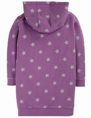 Frugi Girl's Harriet Hoody Dress in Thistle Star/Dragon